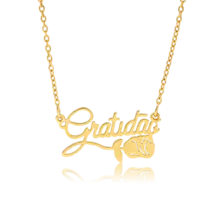 Gargantilha Gratidão com Rosa Folheada a Ouro 18k