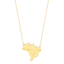 Gargantilha Mapa do Brasil Folheado a Ouro 18k