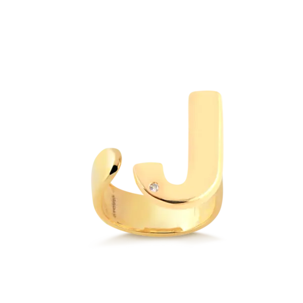 Anel Regulável Letras Liso Com Pedra Folheado a Ouro 18k