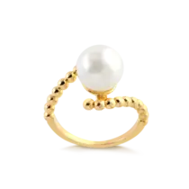 Anel Bolinha Com Pérola Folheado a Ouro 18k