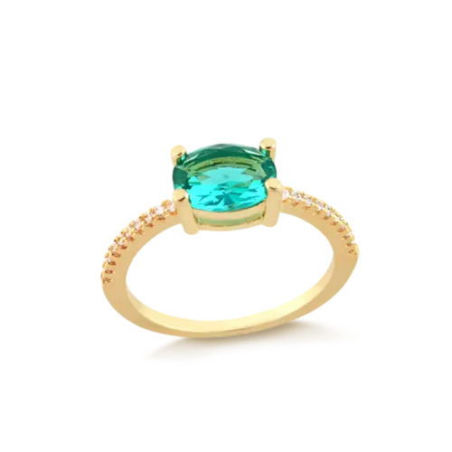 Anel Com Pedra Folheado a Ouro 18k