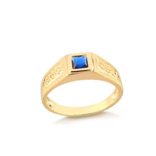 Anel Formatura ABC Com Pedra Quadrada Folheado a Ouro 18k