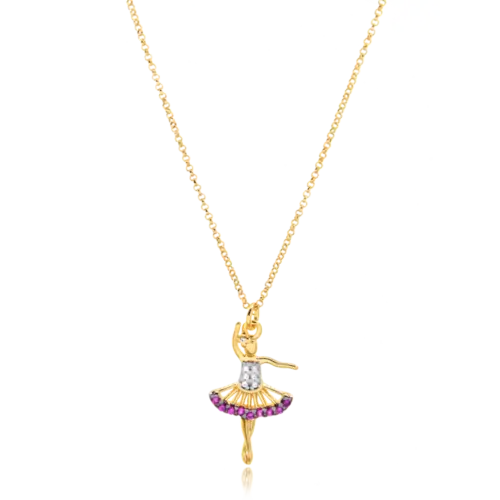 Gargantilha Bailarina Com Pedras de Zircônia Folheada a Ouro 18k