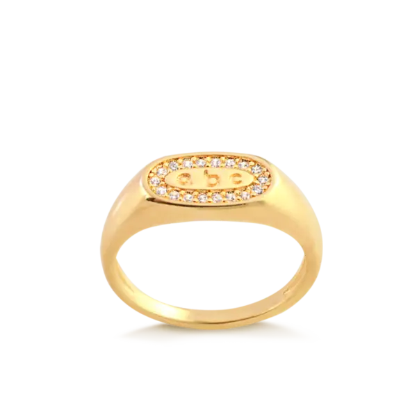 Anel ABC Com Pedras de Zircônia Folheado a Ouro 18k