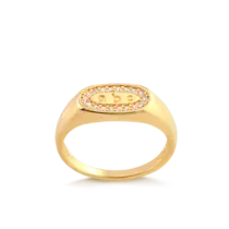 Anel ABC Com Pedras de Zircônia Folheado a Ouro 18k