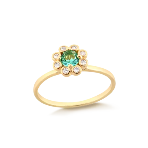 Anel Flor Com Pedra de Zircônia Folheado a Ouro 18k