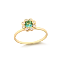 Anel Flor Com Pedra de Zircônia Folheado a Ouro 18k