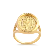 Anel N.S Das Graças Com Pedras de Zircônia Folheado a Ouro 18k