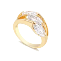 Anel Triplo com Pedras de Zircônia Folheado a Ouro 18K