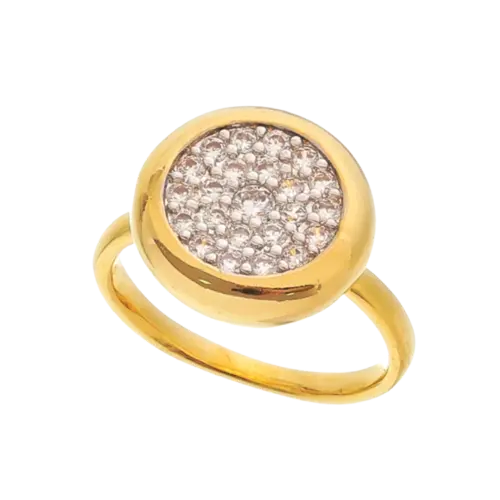 Anel Circular Cravejado de Zircônia Folheado a Ouro 18K