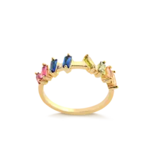Anel com Pedras de Zircônias Coloridas Folheado a Ouro 18k