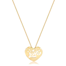 Gargantilha Coração Love Vazado Folheada a Ouro 18k