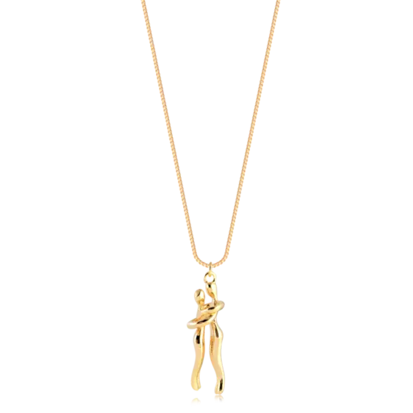 Gargantilha Abraço Casal Folheada a Ouro 18K