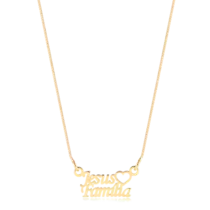 Gargantilha Jesus/Coração/Família Folheada a Ouro 18k