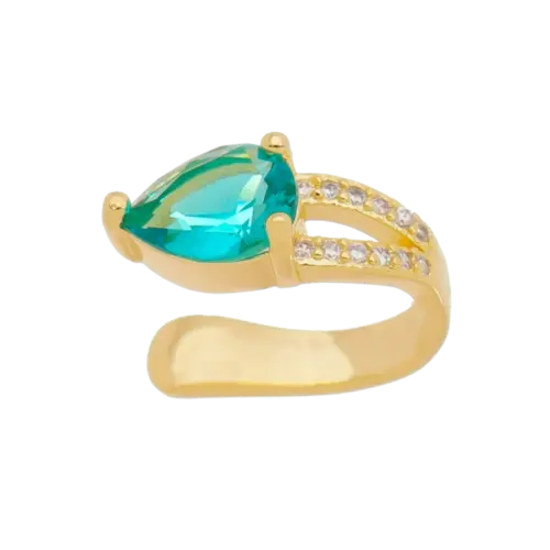 Brinco Fake Liso com Pedra de Zircônia Folheado a Ouro 18k