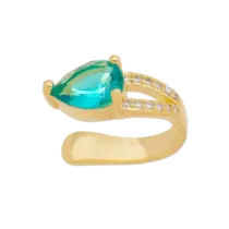 Brinco Fake Liso com Pedra de Zircônia Folheado a Ouro 18k