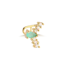 Brinco Tragus Com Gota Cristal e Pedras de Zircônias Folheado a Ouro 18K