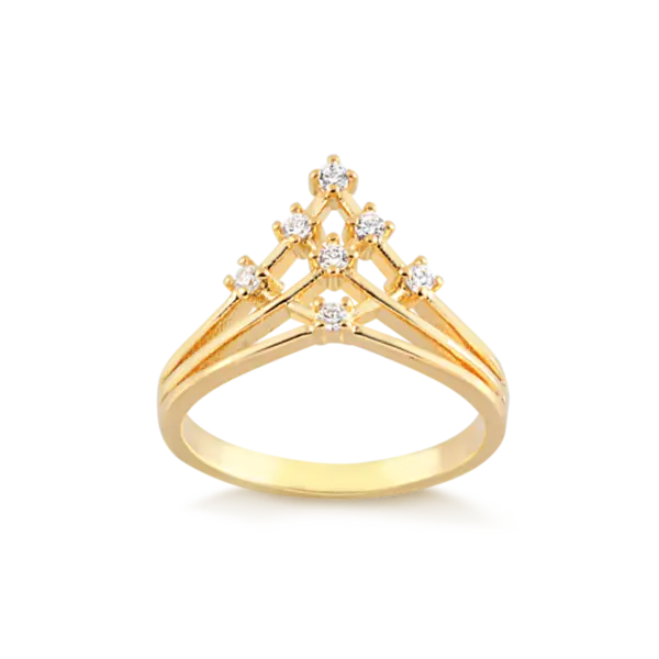 Anel Com Pedras de Zircônia Folheado a Ouro 18k