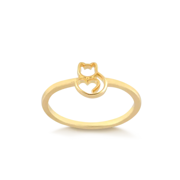 Anel Gatinho Folheado a Ouro 18k