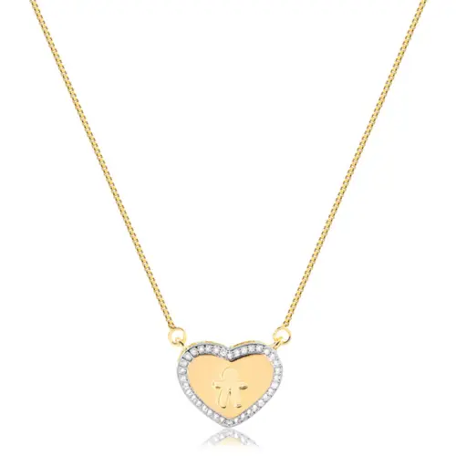 Gargantilha Cravejada de Zircônia Coração Menino Folheada a Ouro 18K