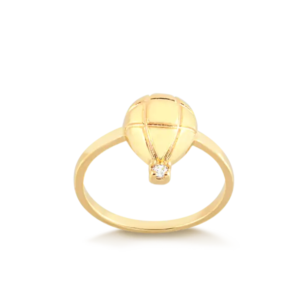 Anel Balão Liso Com Pedra de Zircônia Folheado a Ouro 18k