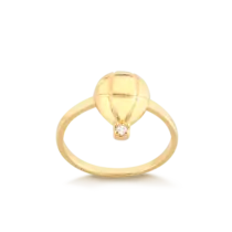 Anel Balão Liso Com Pedra de Zircônia Folheado a Ouro 18k