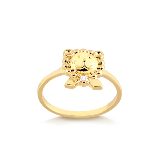 Anel Leãozinho Com Pedra de Zircônia Folheado a Ouro 18k