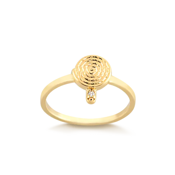Anel Pirulito Com Pedra de Zircônia Folheado a Ouro 18k