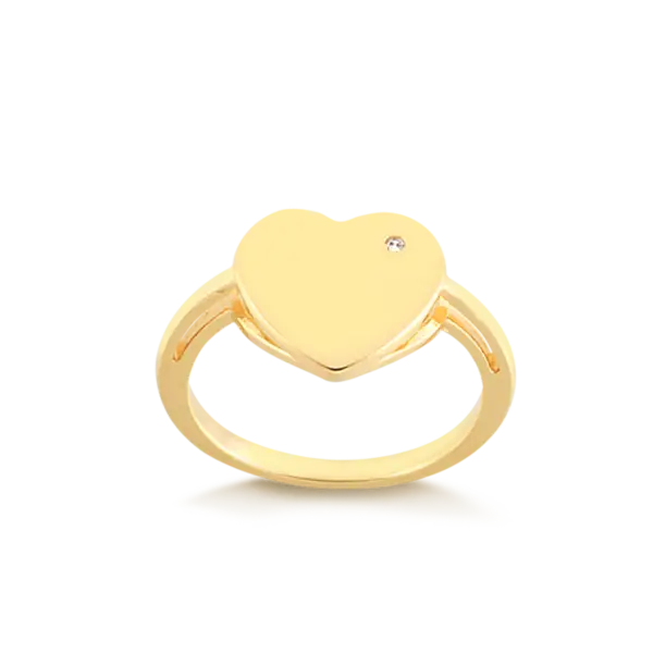 Anel Coração Liso Folheado a Ouro 18k