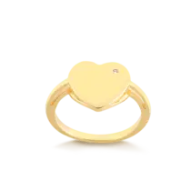 Anel Coração Liso Folheado a Ouro 18k