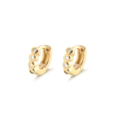 Argola Com Pedras de Zircônia 9mm Folheada a Ouro 18k