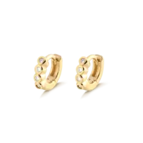 Argola Com Pedras de Zircônia 9mm Folheada a Ouro 18k