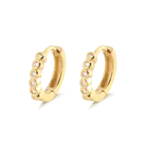 Argola Com Pedras de Zircônia 13mm Folheada a Ouro 18k