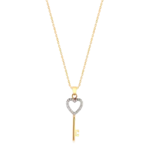 Pingente Chave com Coração Cravejado de Zircônia Folheada a Ouro 18k