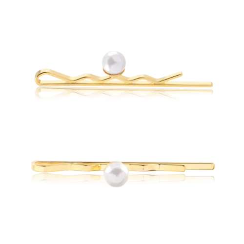 Grampo para Cabelo Com Pérola Folheado a Ouro 18K
