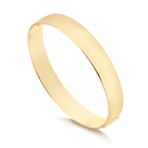 Bracelete Liso Largo 10mm  Folheado a Ouro 18K