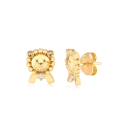 Brinco Leãozinho Folheado a Ouro 18k