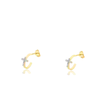 Argola Com Pedras de Zircônia Cravejadas em Cruz Folheada a Ouro 18k