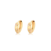 Argola Lisa Estrela com Pedra de Zircônia Folheada a Ouro 18k