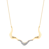 Gargantilha Orgânica Ondas Lisas e Cravejada Folheada a Ouro 18k