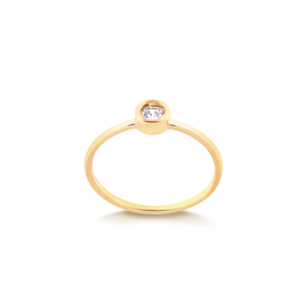 Anel Pedra de Zircônia Redonda Folheado a Ouro 18k