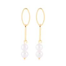 Brinco Com Pérola Folheado a Ouro 18K