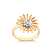 Anel Margarida Com Zircônias Folheado a Ouro 18k