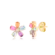 Brinco Flor Com Pétalas de Pedras Coloridas Folheado a Ouro 18k
