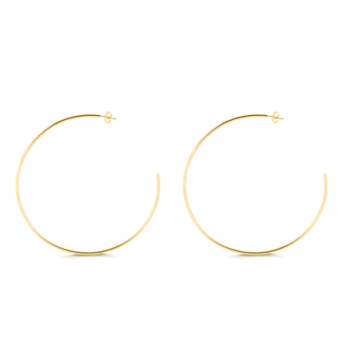Argola Fina Lisa 95mm Folheada a Ouro 18k