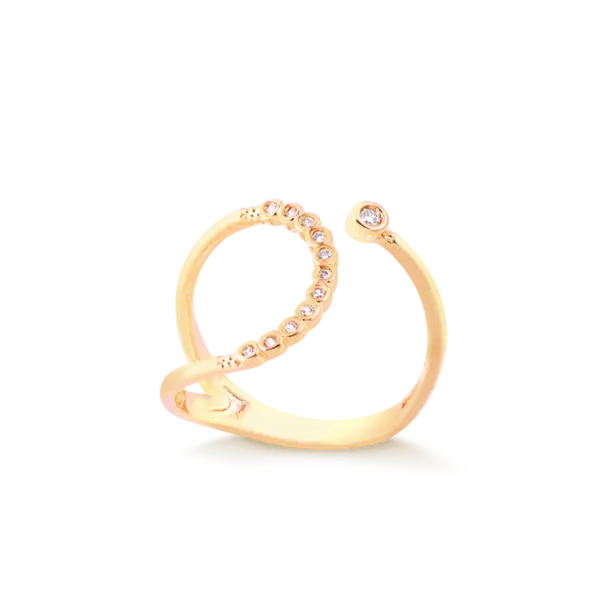 Anel Aberto Com Pedras de Zircônias Folheado a Ouro 18k