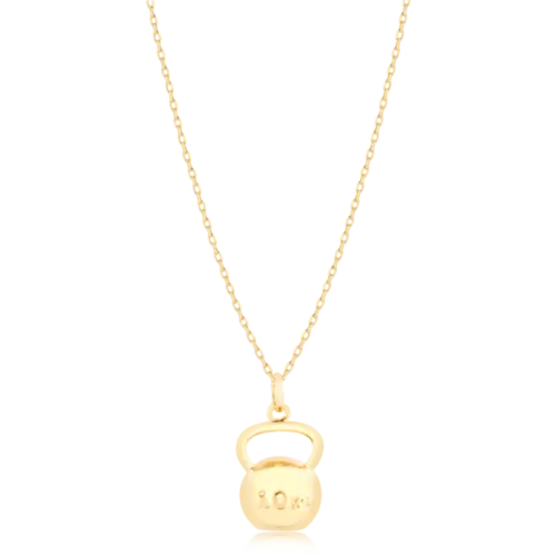 Pingente Halter Kettlebell 10kg Fitness Folheado a Ouro 18k