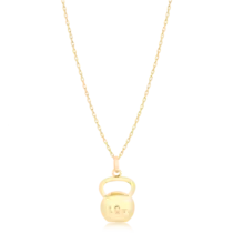 Pingente Halter Kettlebell 10kg Fitness Folheado a Ouro 18k