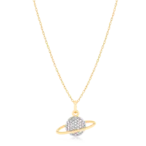 Pingente Saturno Cravejado Folheado a Ouro 18k