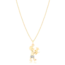 Pingente Pet Menino Com Cão Folheado a Ouro 18k
